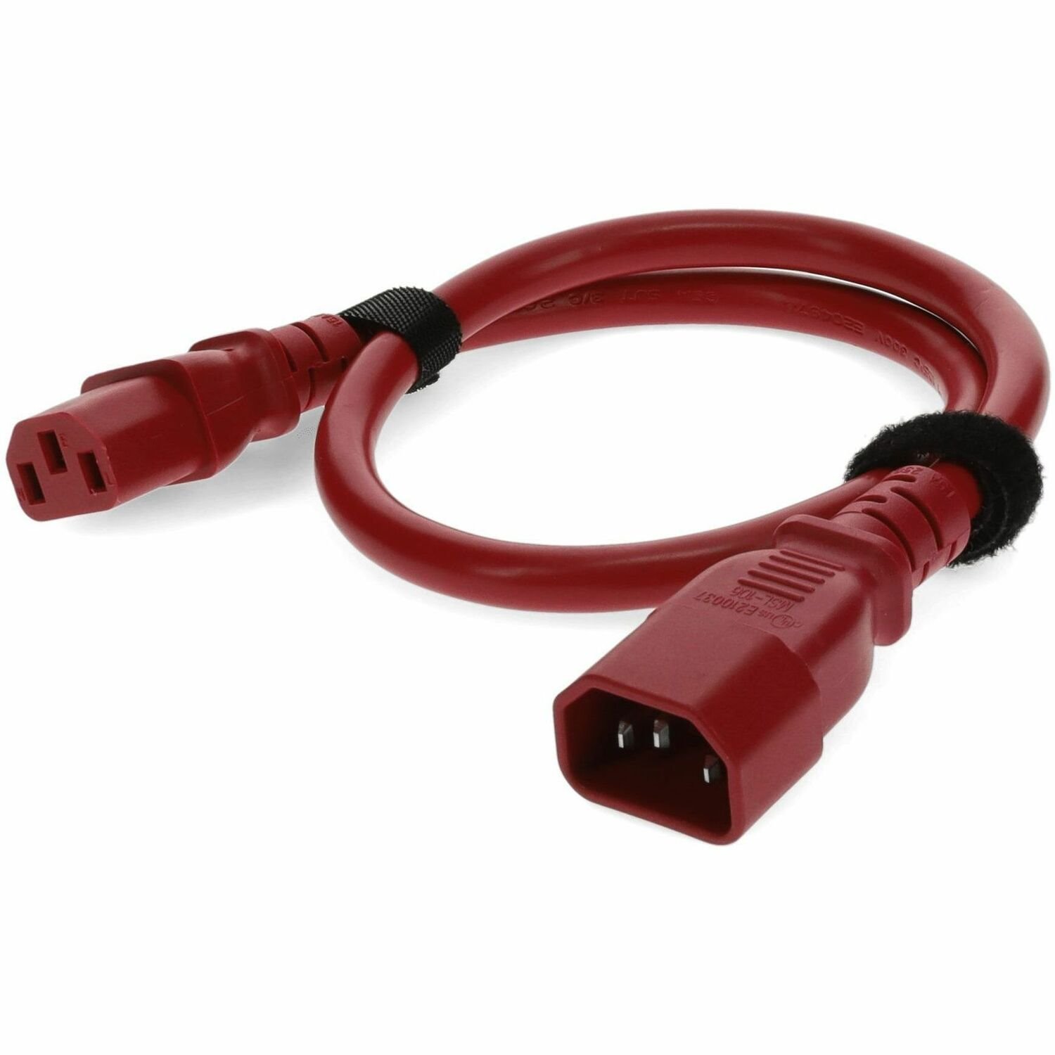 AddOn 4ft C14 Male to C13 Female Standard Commercial Temp 18 AWG 250V at 10A PVC SJT (Service Junior Thermoplastic) Red Power Cable