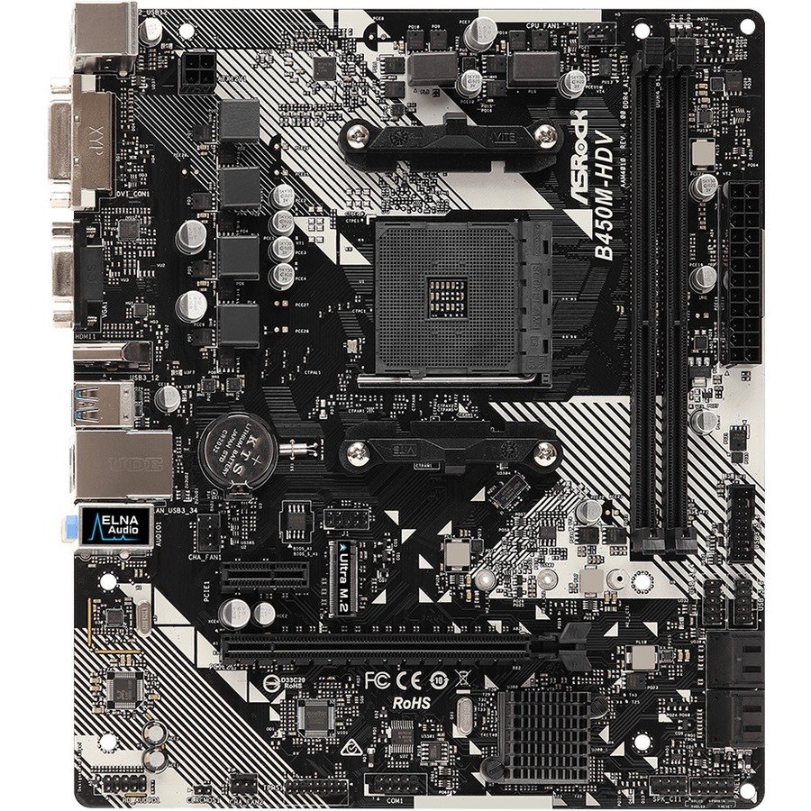 ASRock B450M-HDV R4.0 Desktop Motherboard - AMD B450 Chipset - Socket AM4 - Micro ATX