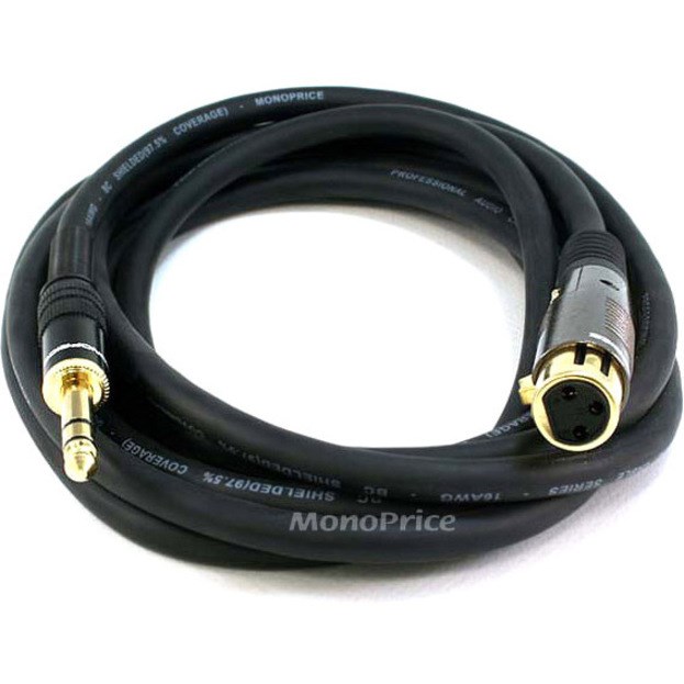 Monoprice 10ft Premier Series XLR Female to 1/4inch TRS Male 16AWG Cable (Gold Plated)