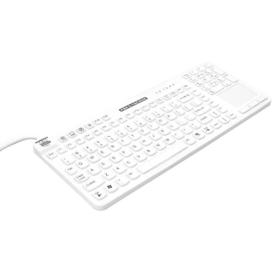 Man & Machine Really Cool Touch Keyboard - Cable Connectivity - USB Interface - TouchPad - Hygienic White