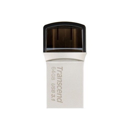 Transcend JetFlash 890 64 GB USB 3.1, USB Flash Drive - Silver - 256-bit AES