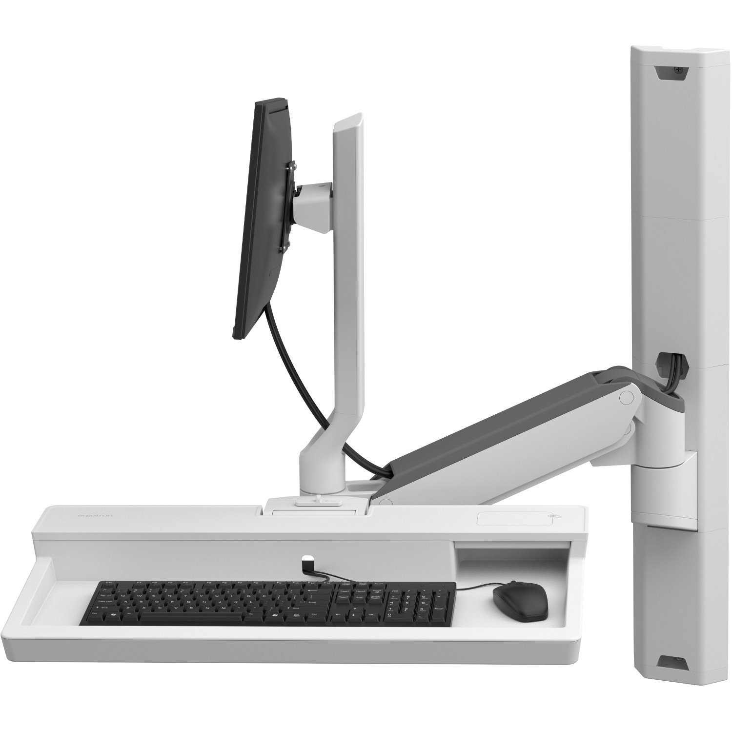 Ergotron CareFit Wall Mount for Keyboard, Monitor, Mount Extension, LCD Display - White