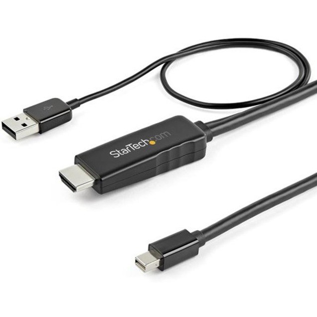 StarTech.com 3ft (1m) HDMI to Mini DisplayPort Cable 4K 30Hz - Active HDMI to mDP Adapter Cable with Audio - USB Powered - Video Converter