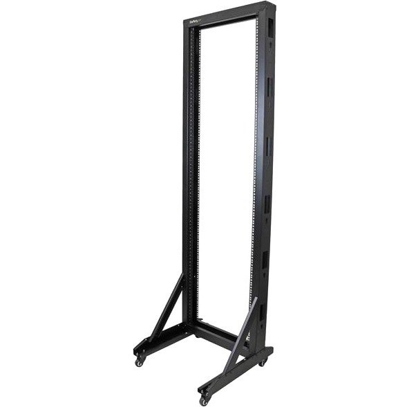 StarTech.com 2-Post 42U Mobile Open Frame Server Rack, Two Post 19in Network Rack with Casters, Rolling Open Rack for AV/Data/IT Equipment