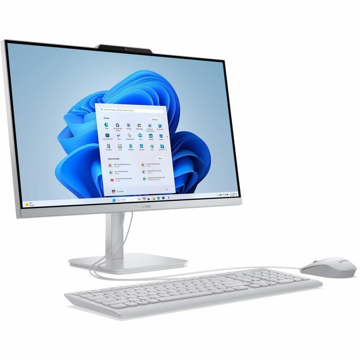 Lenovo A100 F0JN000CUK All-in-One Computer - Intel N-Series N100 - 8 GB - 512 GB PCI Express NVMe SSD - 60.5 cm (23.8") Full HD - Desktop - Cloud Gray