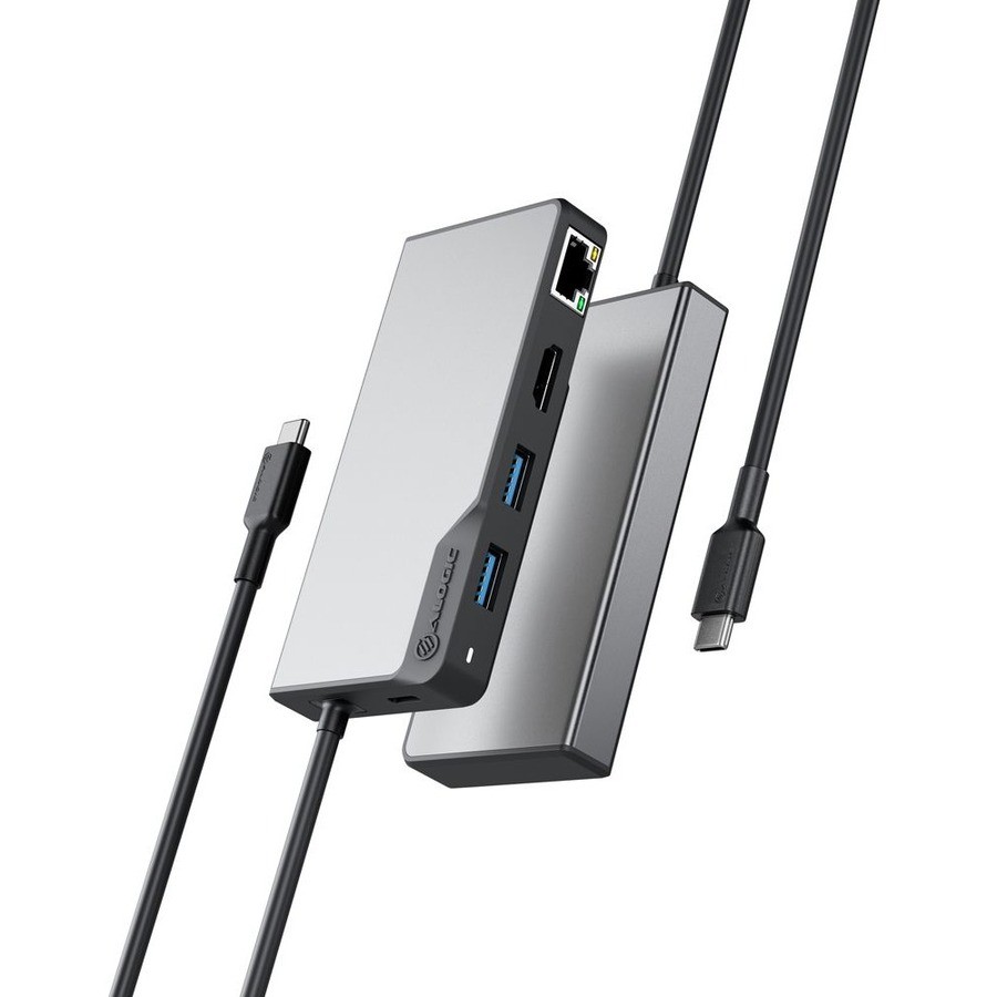 ALOGIC USB-C Fusion ALPHA 5-in-1 Hub – 1 x HDMI 4K@60Hz 2 x USB-A (USB 3.0) 1 x Gigabit Ethernet 1 x USB-C (Data & PD) - Space Grey