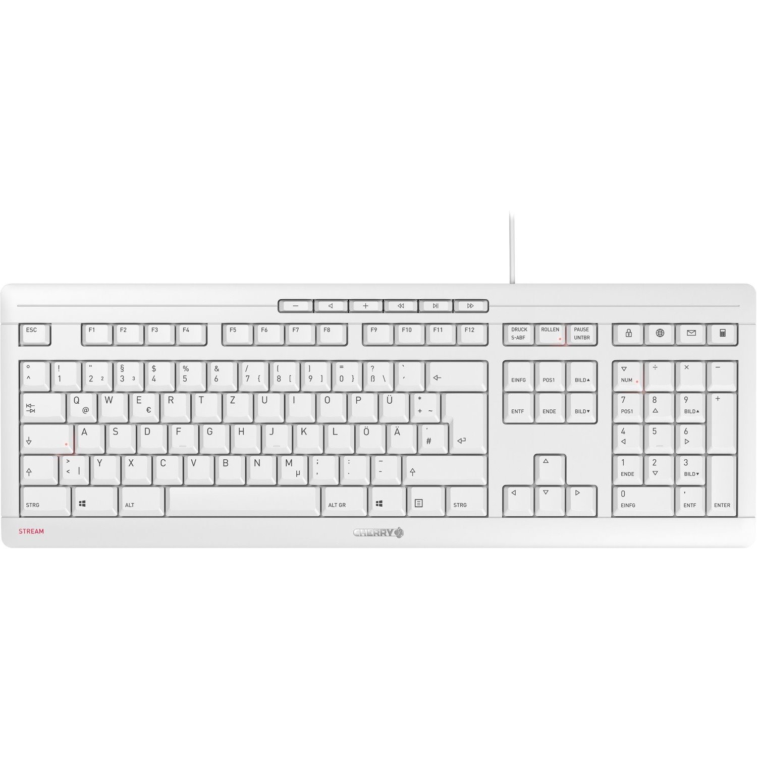 CHERRY STREAM Keyboard - Cable Connectivity - USB Interface - German - Pale Gray