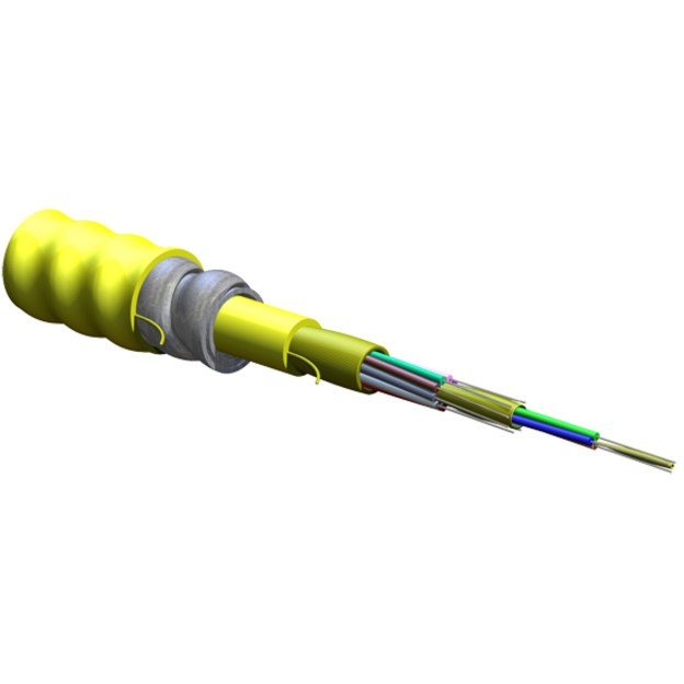 Corning MIC Tight-Buffered, Interlocking Armored Cable, Plenum 12 F, Single-mode (OS2), per foot.