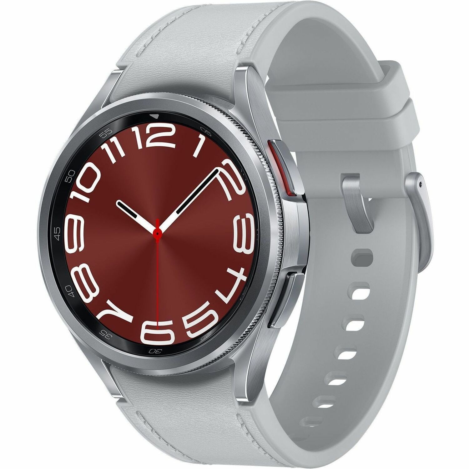 Samsung Galaxy Watch6 Classic Smart Watch - 43 mm Case Width - Silver Body Color - Leather Band Material - LTE