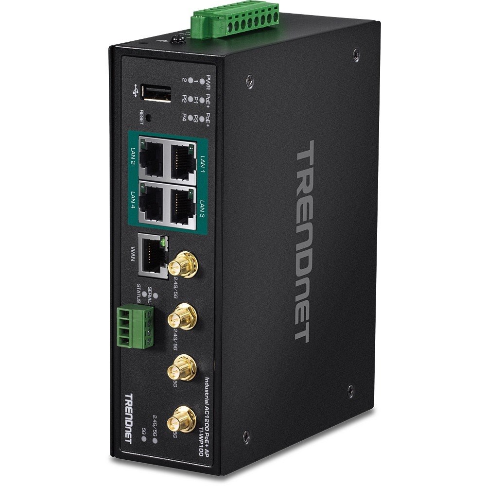 TRENDnet Industrial AC1200 Wireless Dual Band Gigabit Router, Black, TI-W100