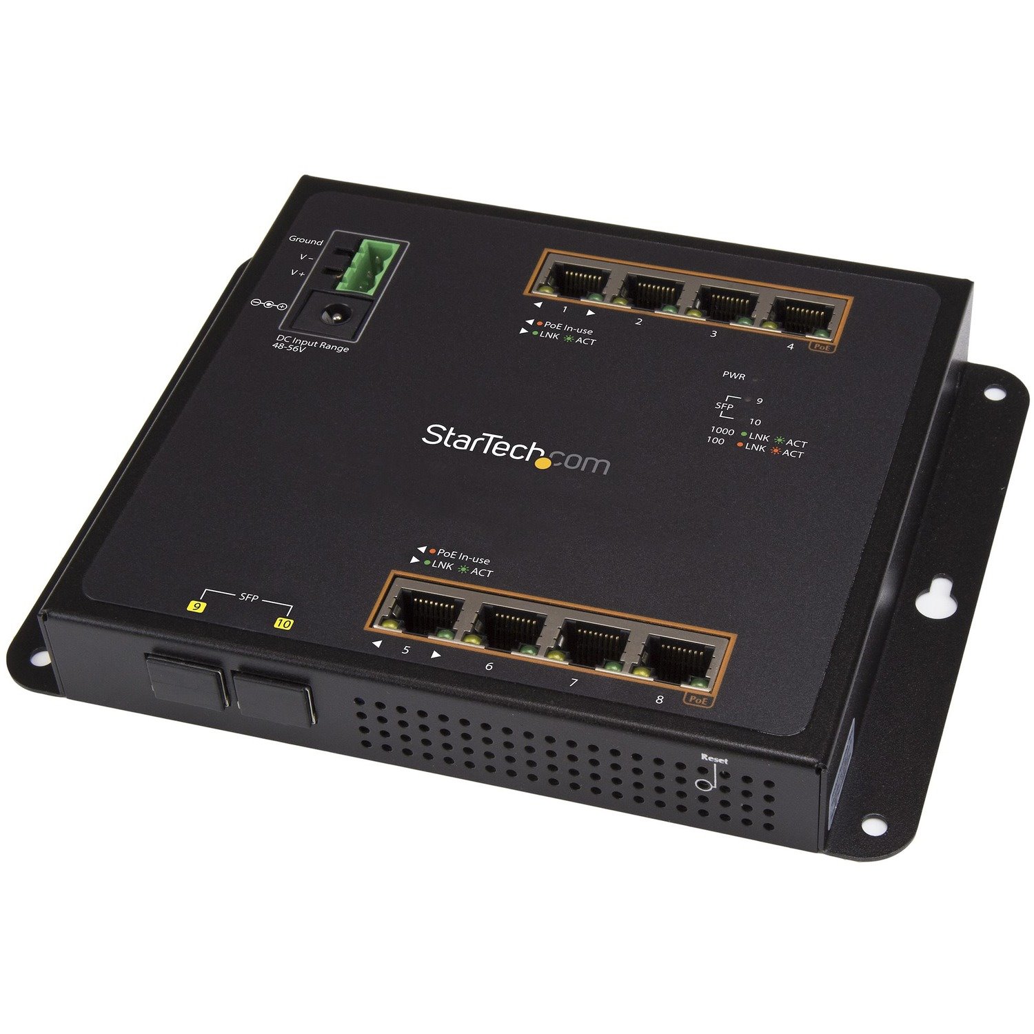 StarTech.com 8-Port PoE+ Gigabit Ethernet Switch plus 2 SFP Connections