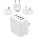 StarTech.com Travel USB Wall Charger â€" 4 Port â€" White â€" Universal Travel Adapter â€" International Power Adapter â€" USB Charger