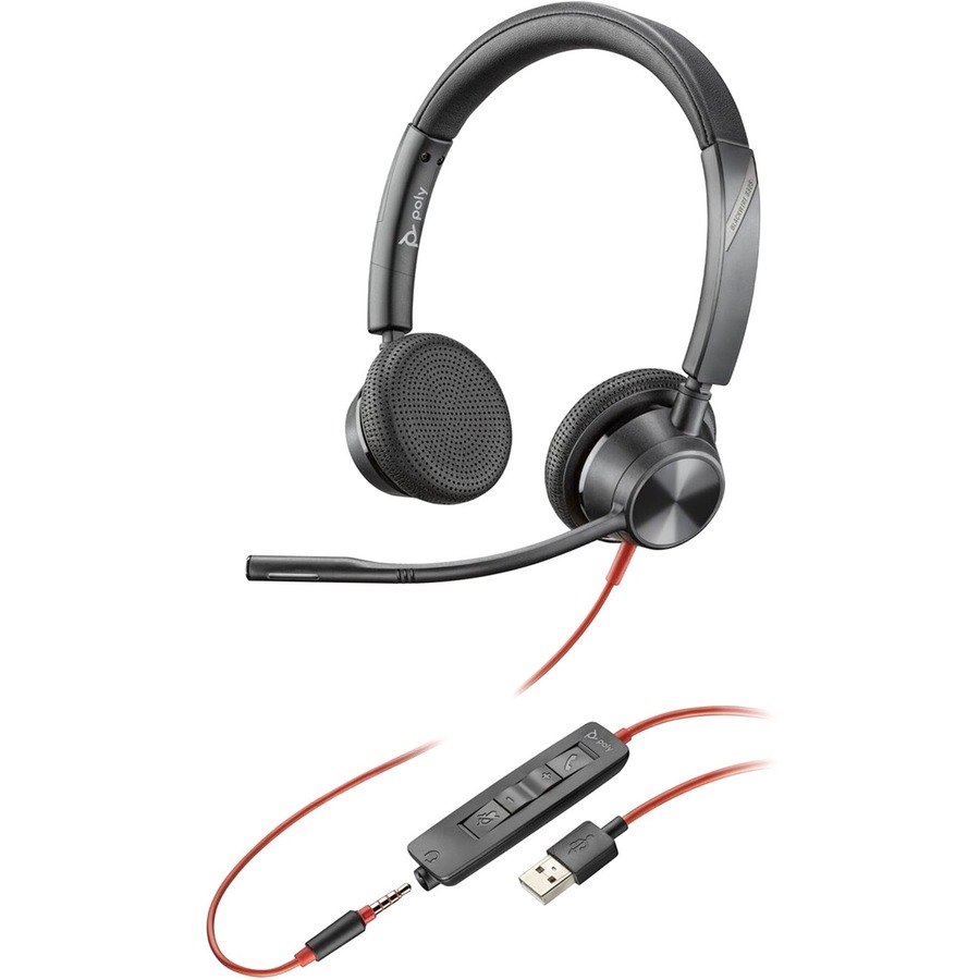 Poly Blackwire 3325 Wired On-ear, Over-the-head Stereo Headset - Black