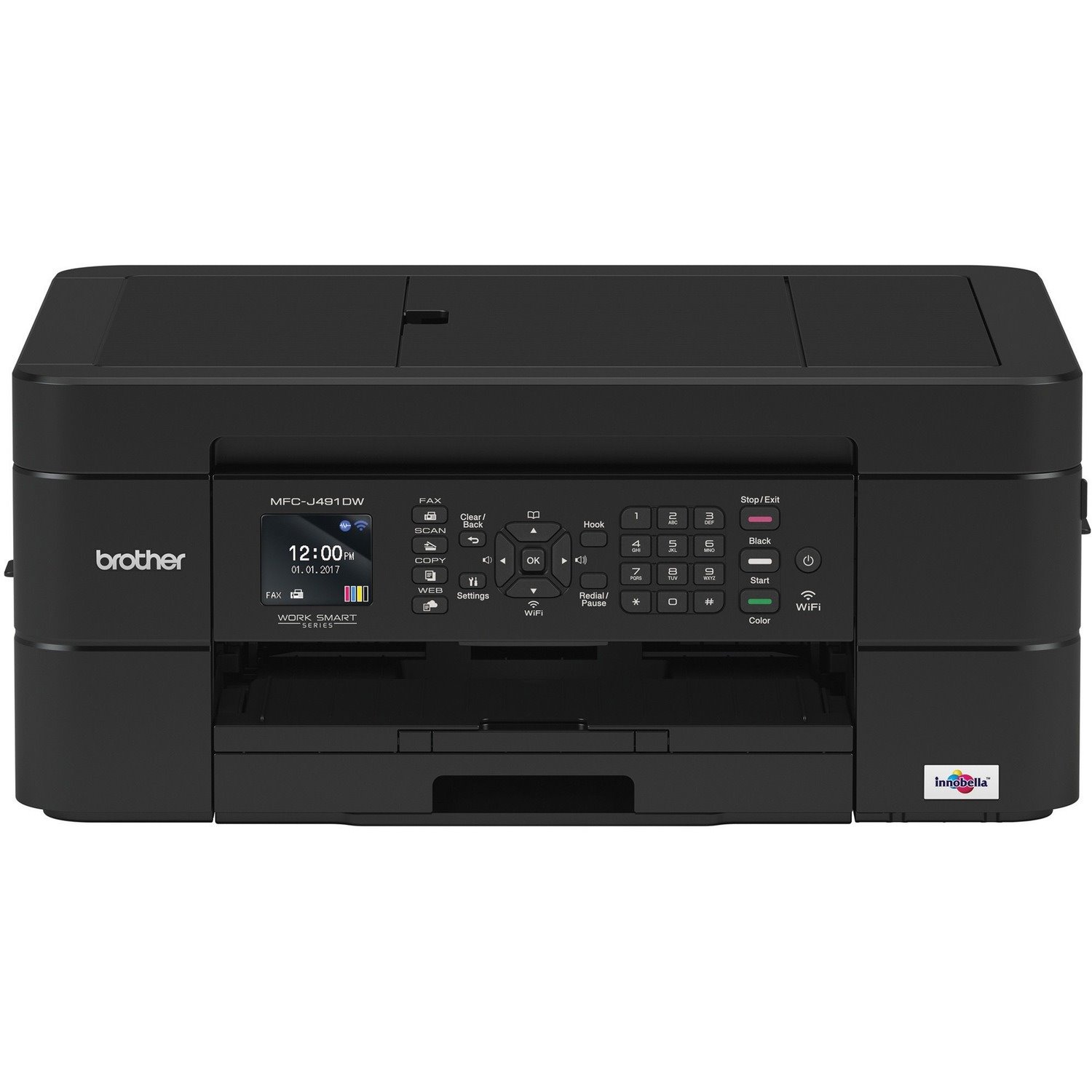 Brother MFC MFC-J491DW Wireless Inkjet Multifunction Printer-Color-Copier/Fax/Scanner-6000x1200 Print-Automatic Duplex Print-2500 Pages Monthly-100 sheets Input-Color Scanner-2400 Optical Scan-Color Fax-Wireless LAN