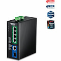 TRENDnet 6-Port Industrial 2.5G PoE++ DIN-Rail Switch with 10G Ports,TI-BG50611,Multi-Gigabit,4 x 2.G PoE++ Ports, 1 x 10G RJ-45 Port,1 x 10G SFP+ Port,Lifetime Protection, Black