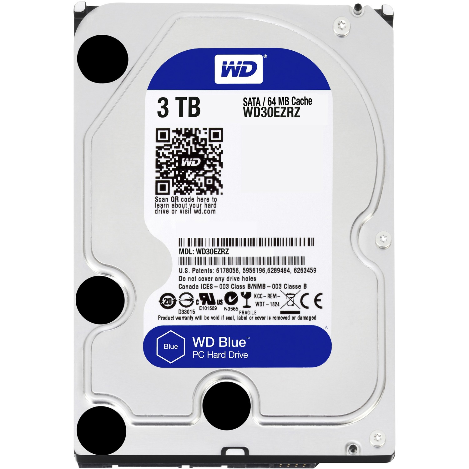WD Blue WD30EZRZ 3 TB Hard Drive - 3.5" Internal - SATA (SATA/600) - Blue