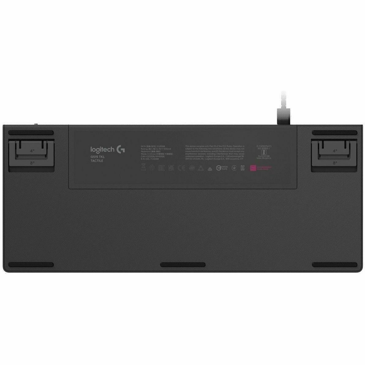 Logitech G G515 TKL Gaming Keyboard - Cable Connectivity - USB Interface - RGB LED - German - QWERTZ Layout - Black