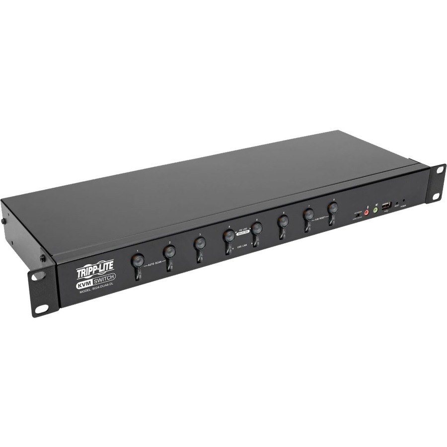 Tripp Lite by Eaton 8-Port DVI/USB KVM Switch with Audio and USB 2.0 Peripheral Sharing, 1U Rack-Mount, Dual-Link, 2560 x 1600, TAA