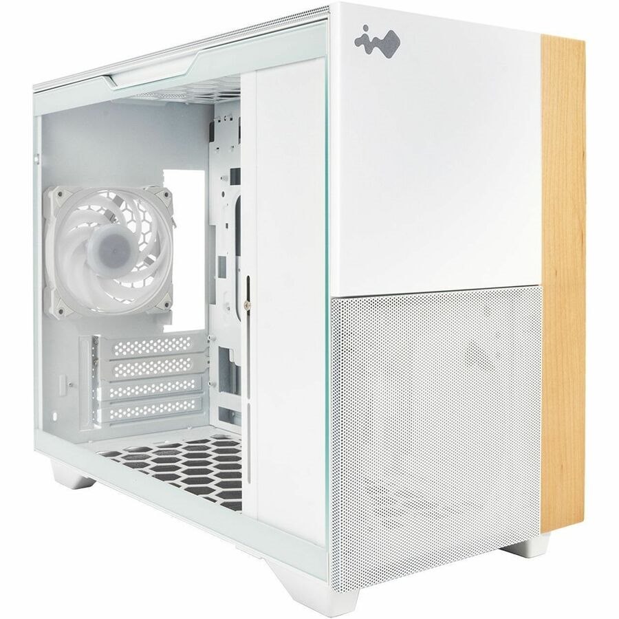 In Win IW-CS-F3WHI-1AN120P Gaming Computer Case - Micro ATX, Mini ITX Motherboard Supported - Mini-tower - SECC, Tempered Glass, Wood, Mesh - White