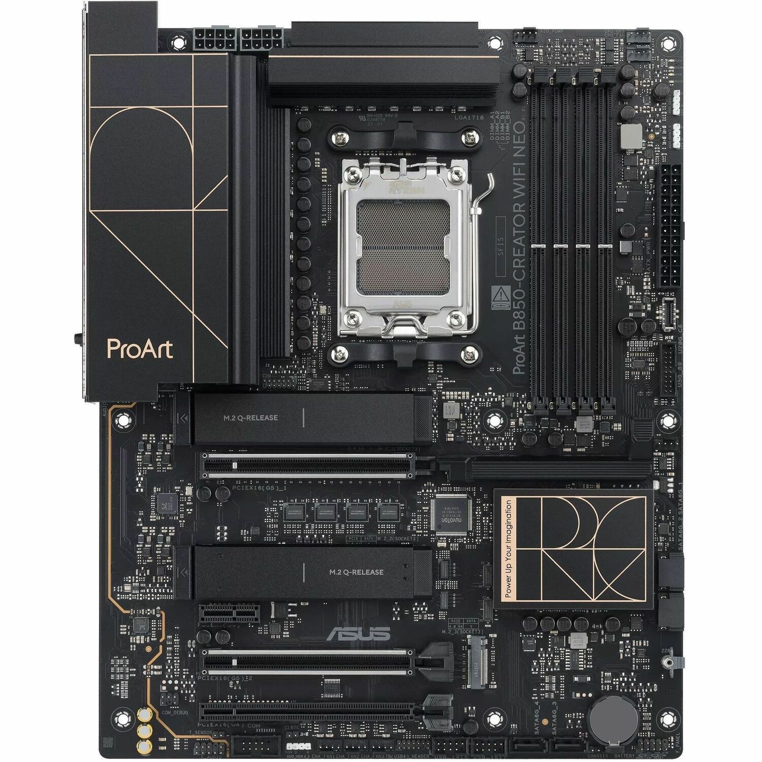Asus Amd ProArt B850-Creator Wifi Neo, Am5, 4Dimm, 256GB DDR5, 8400+MT/s, 2X PCIe5.0 X16, 3xM.2, WiFi7, Dual 5GbE, Usb 20Gbps, Hdmi2.1, DP1.4