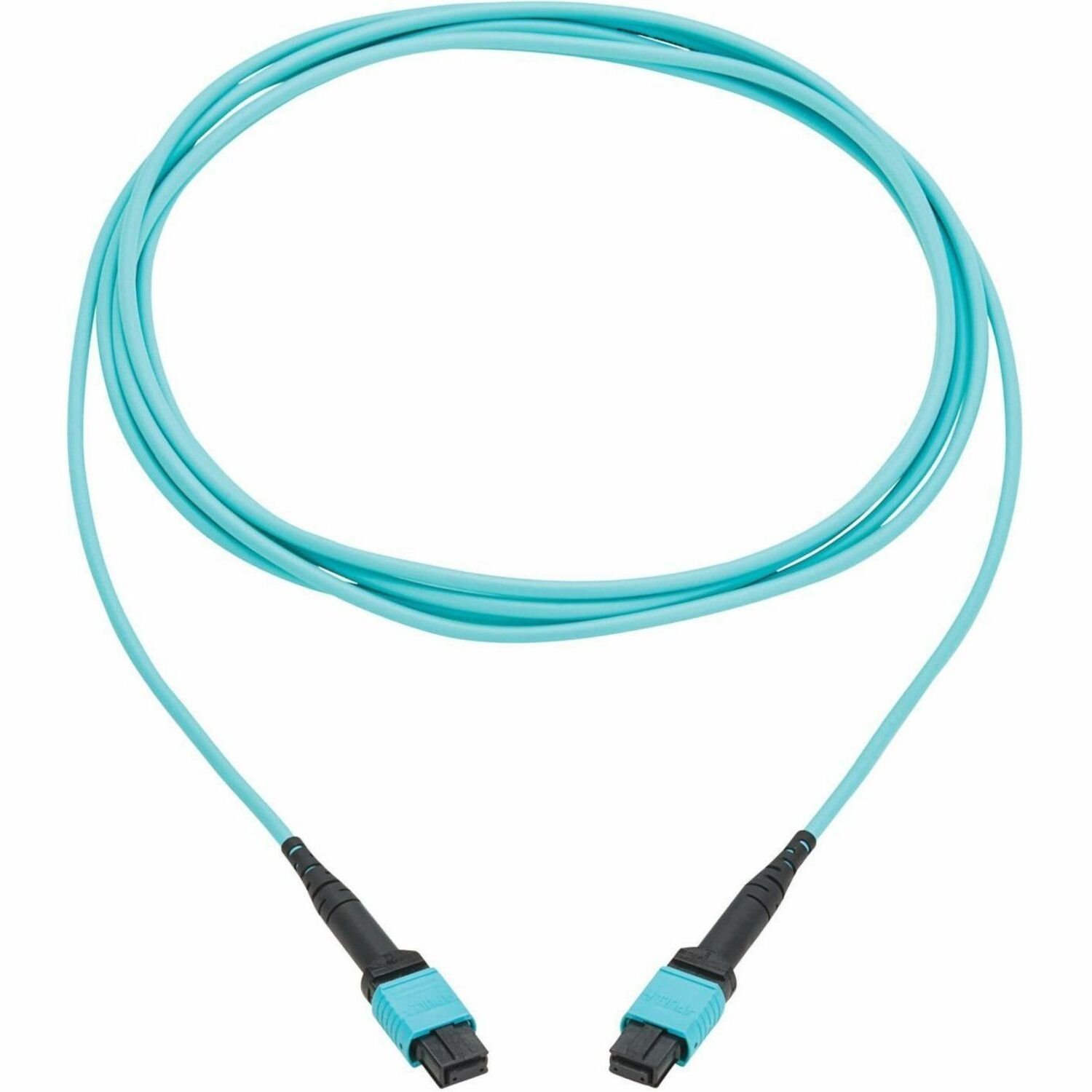 Eaton Tripp Lite Series 100G Multimode 50/125 OM4 Fiber Optic Cable (12F MPO/MPO-PC F/F), Type-A Polarity, OFNP, Aqua, 4 m (13.1 ft.), TAA