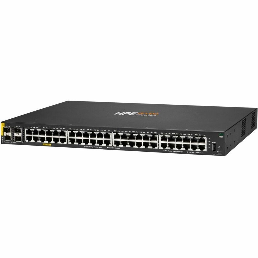 Aruba CX 6000 48 Ports Manageable Ethernet Switch - Gigabit Ethernet - 10/100/1000Base-T, 100/1000Base-X - Grey