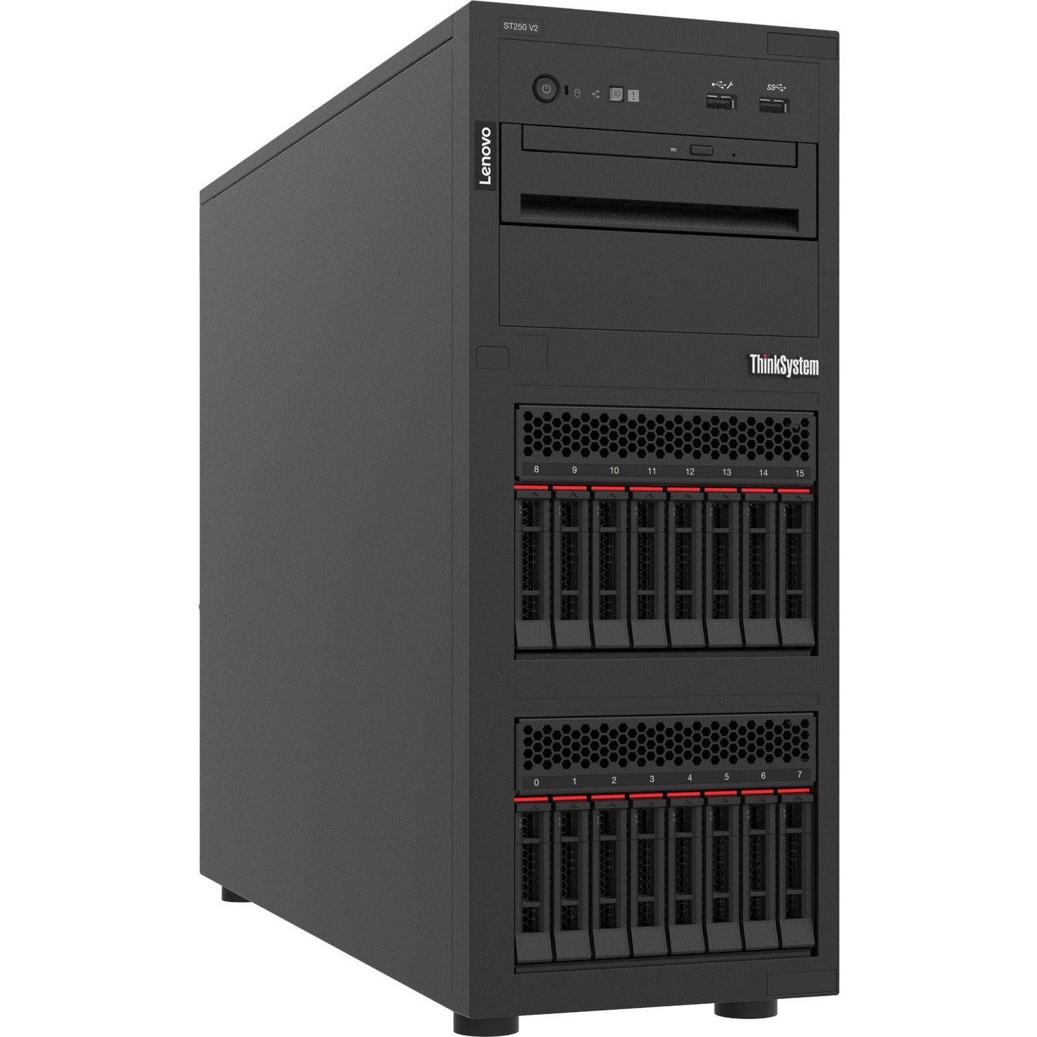 Lenovo ThinkSystem ST250 V2 7D8FA00YAP Tower Server - 1 x Intel Xeon E-2324G 3.10 GHz - 8 GB RAM - Serial ATA/600 Controller