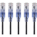 Monoprice 5-Pack, SlimRun Cat6A Ethernet Network Patch Cable, 10ft Black