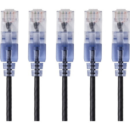 Monoprice 5-Pack, SlimRun Cat6A Ethernet Network Patch Cable, 10ft Black