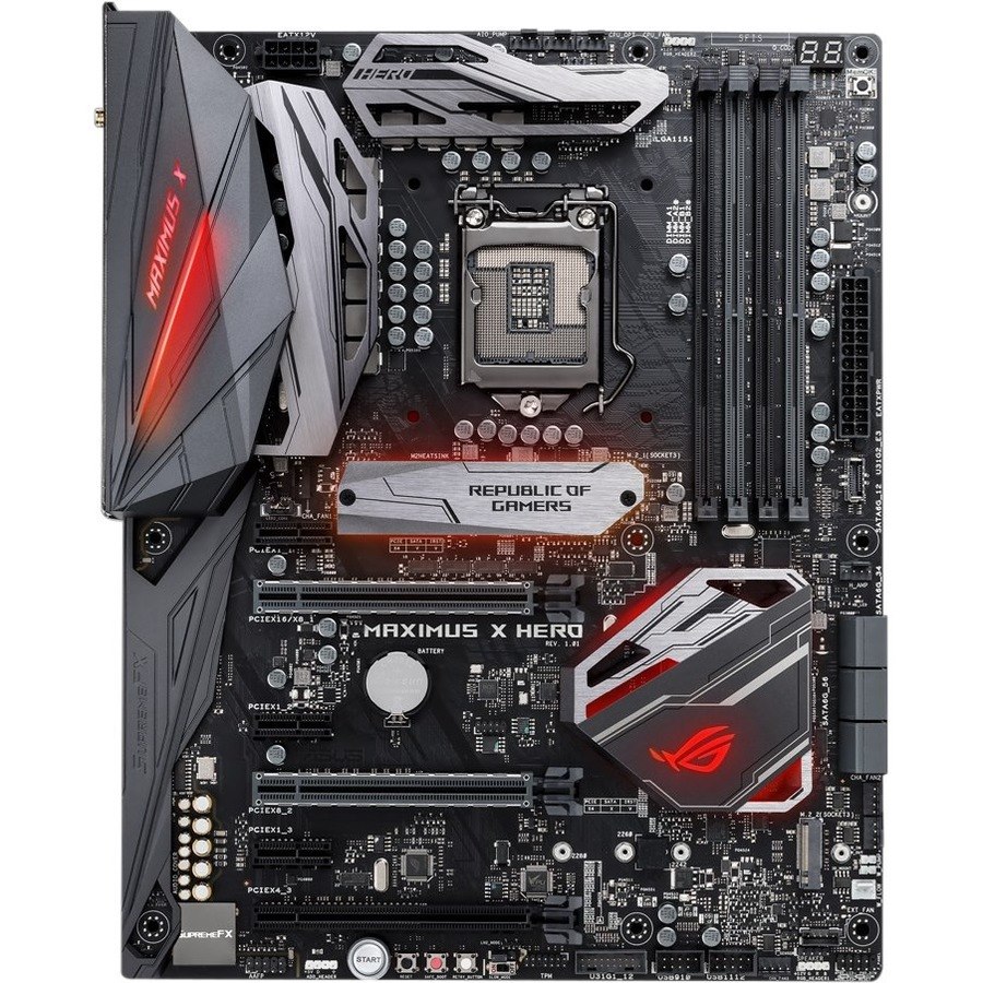 Asus MAXIMUS X HERO (WI-FI AC) Desktop Motherboard - Intel Z370 Chipset - Socket H4 LGA-1151 - Intel Optane Memory Ready - ATX