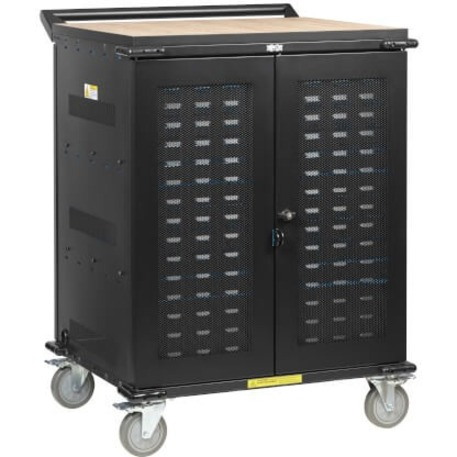 Eaton Tripp Lite Series Safe-IT UV Locking Storage Cart for Mobile Devices and AV Equipment, Wood-Grain Top