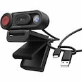 j5create JVU250 Webcam - 2 Megapixel - 30 fps - Black - USB Type A/USB Type C - 1 Each