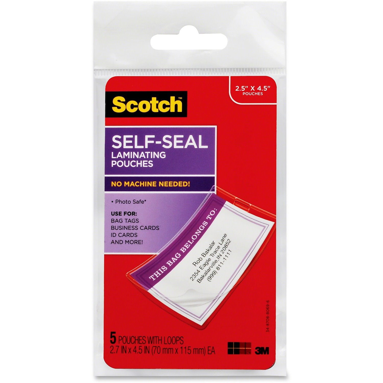 Scotch Self-Sealing Laminating Glossy Tag Pouches