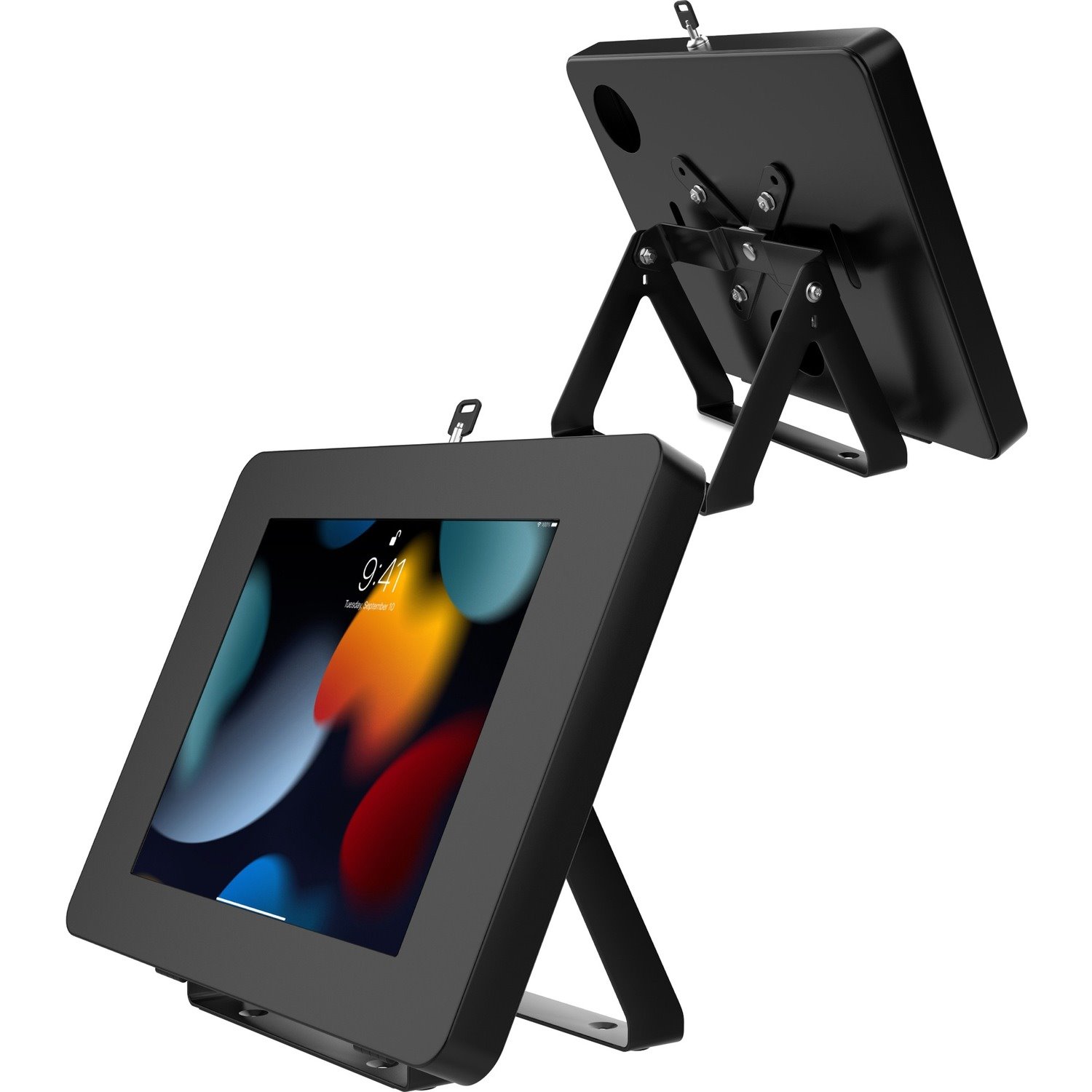 CTA Digital Full Rotation Desk Mount with Universal Security Enclosure (Black)