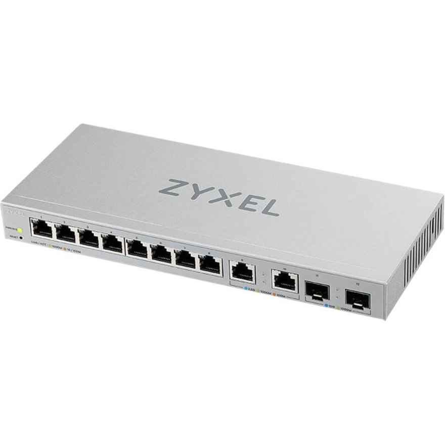 Zyxel 12-Port Multi-Gigabit Ethernet Web Managed Switch | 2 x 2.5GB | 2 x 10G SFP+ Fiber | 8 x GbE Ports | Plug & Play | Desktop or Wall-Mount | Ethernet Splitter | Lifetime Warranty | XGS1010-12