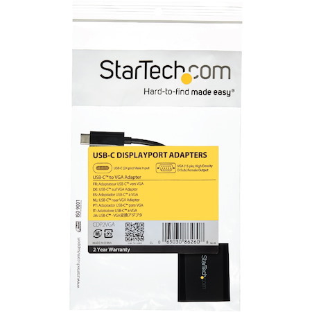 StarTech.com USB-C to VGA Adapter - Thunderbolt 3 Compatible - USB C Adapter - USB Type C to VGA Dongle Converter