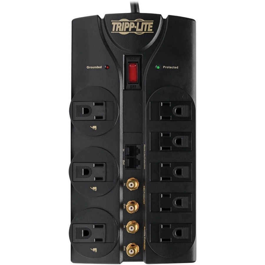 Tripp Lite by Eaton Protect It! 8-Outlet Surge Protector, 10 ft. (3.05 m) Cord, 3240 Joules, Tel/Fax/Modem/Coax Protection, RJ11