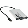 Eaton Tripp Lite Series USB-C Adapter, Dual Display - 4K 60 Hz HDMI, 100W PD Passthrough, Silver, TAA