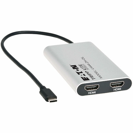 Eaton Tripp Lite Series USB-C Adapter, Dual Display - 4K 60 Hz HDMI, 100W PD Passthrough, Silver, TAA