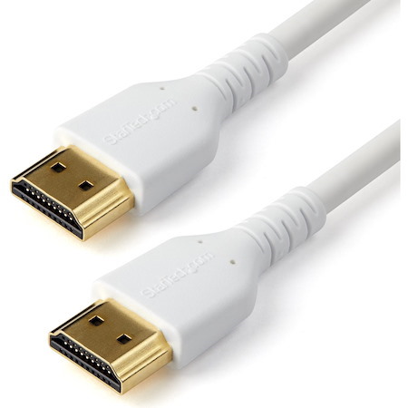 StarTech.com 6.6ft (2m) Slim HDMI 2.0 Cable, Flexible Premium HDMI Cord with Ethernet, 4K 60Hz HDR10, Aramid Fiber with TPE Jacket, White