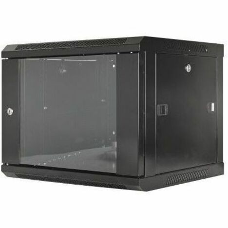 19" Network Cabinet - Wall Mount (Standard), 6U, 600mm Deep, Black, Assembled, Max 60kg, Suitable also for use on desk or floor, Usable Depth 500mm, Metal & Glass Door, Back Panel, Removeable Sides, Parts for wall install (eg screws/rawl plugs) not incl