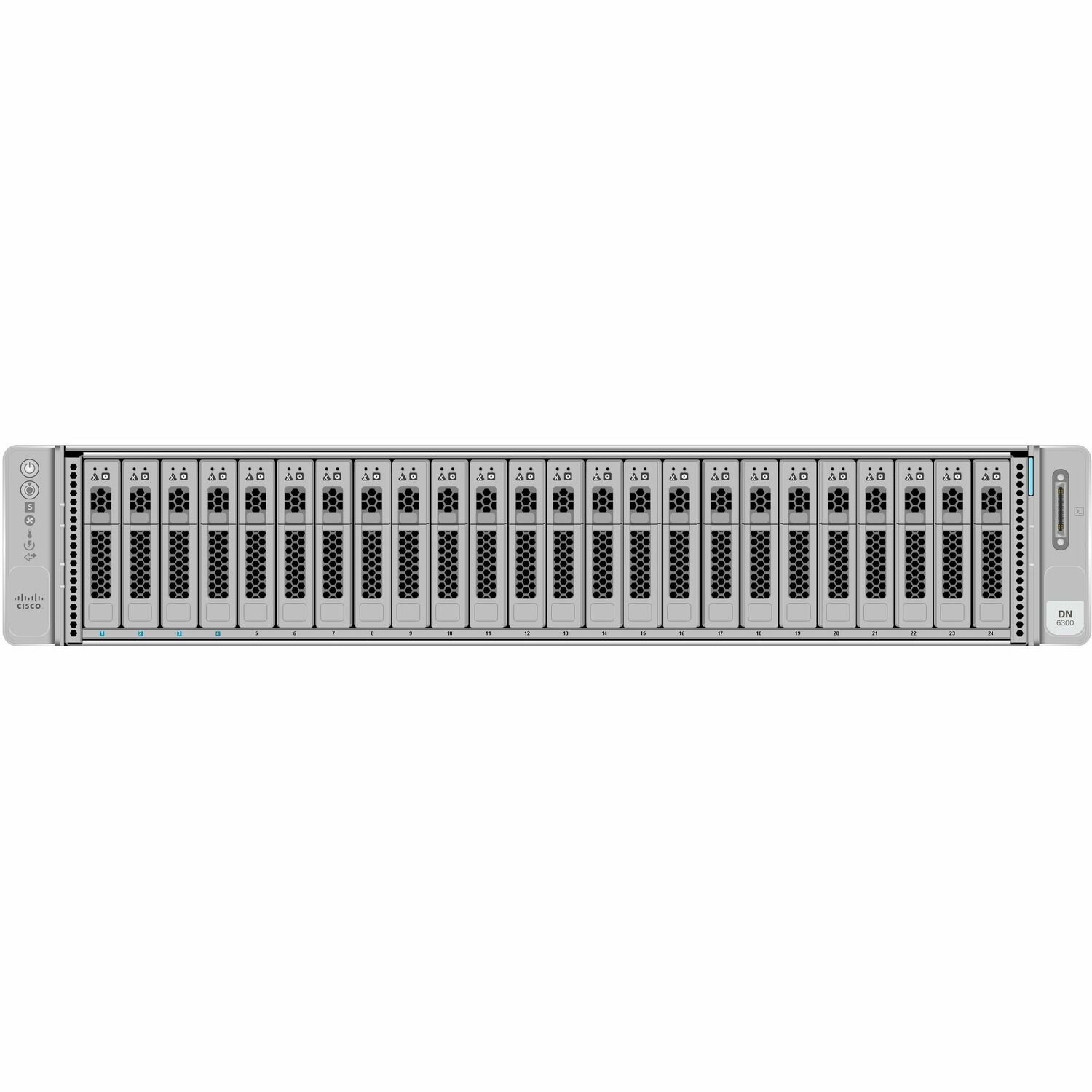 Cisco 6300 2U Rack-mountable Server - 2 x AMD EPYC 7443 2.85 GHz - 512 GB RAM - 43.20 TB HDD - (24 x 1.8TB) HDD Configuration - 480 GB SSD - (2 x 240GB) SSD Configuration - 12Gb/s SAS Controller