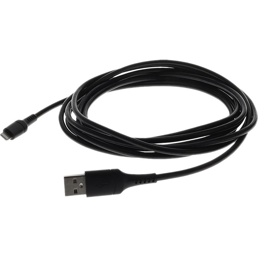 AddOn 2.0m (6.6ft) USB A 2.0 Male to Lightning Male Sync and Charge Black Cable