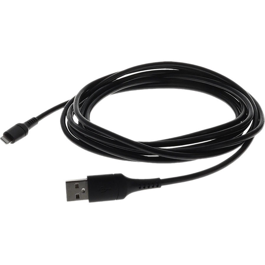 10ft (3m) USB-A 2.0 Male to Lightning Male Sync and Charge Black Cable