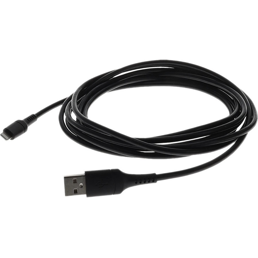 AddOn 2.0m (6.6ft) USB A 2.0 Male to Lightning Male Sync and Charge Black Cable