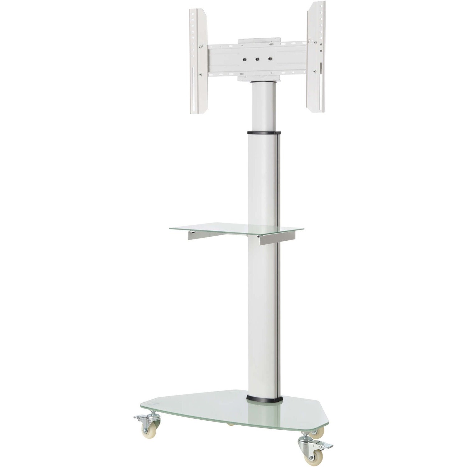 Eaton Tripp Lite Series Premier Rolling TV Cart for 37" to 70" Displays, Frosted Glass Base and Shelf, Locking Casters, White
