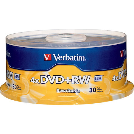 Verbatim 94834 DVD Rewritable Media - DVD+RW - 4x - 4.70 GB - 30 / Pack - Silver