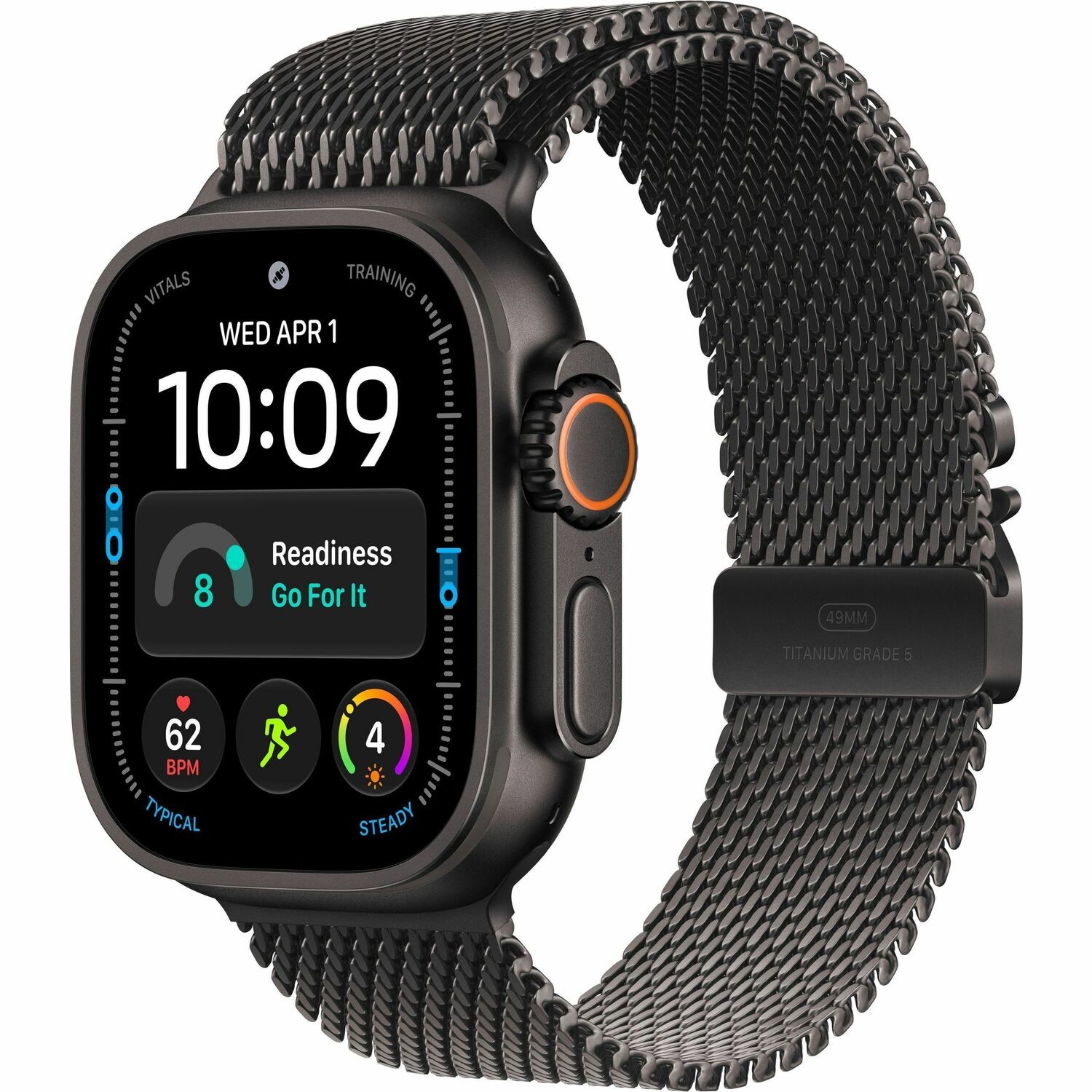 Apple Watch Ultra 4 Smart Watch - 49 mm Case Height - 44 mm Case Width - Black Case Color - Black Band Color - Titanium Case Material - Wireless LAN - 5G - LTE