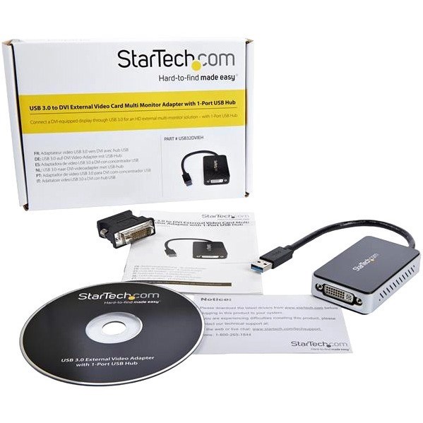 StarTech.com USB 3.0 to DVI External Video Card Multi Monitor Adapter with 1-Port USB Hub &acirc;&euro;" 1920x1200