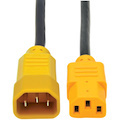 Tripp Lite by Eaton 4ft Computer Power Cord Extension Cable C14 to C13 Yellow 10A 18AWG 4'